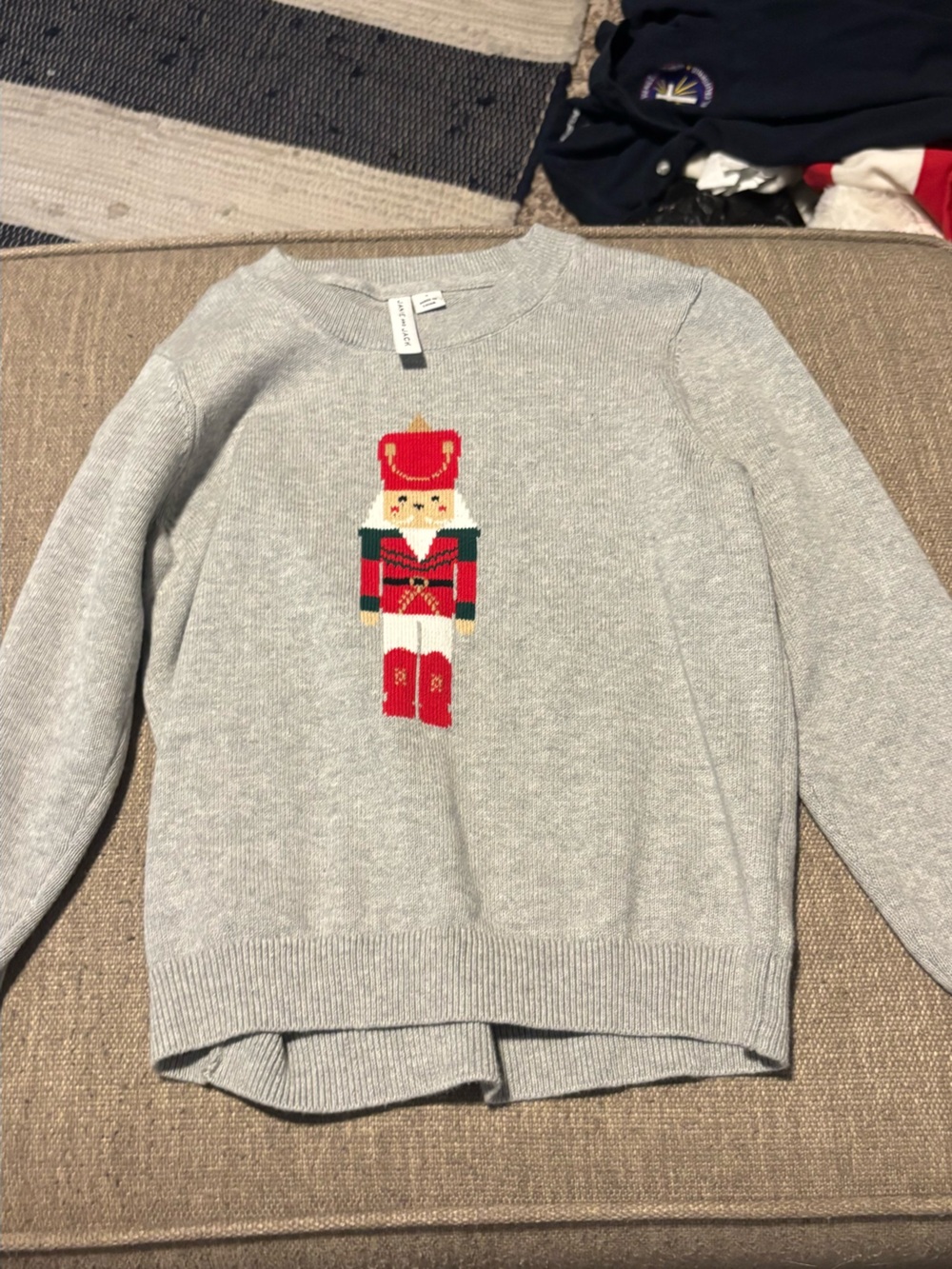 Janie and Jack Light Gray Nutcracker Crewneck Sweater